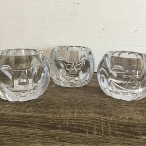 Vtg Glass Jack O’Lantern  Candle Holders